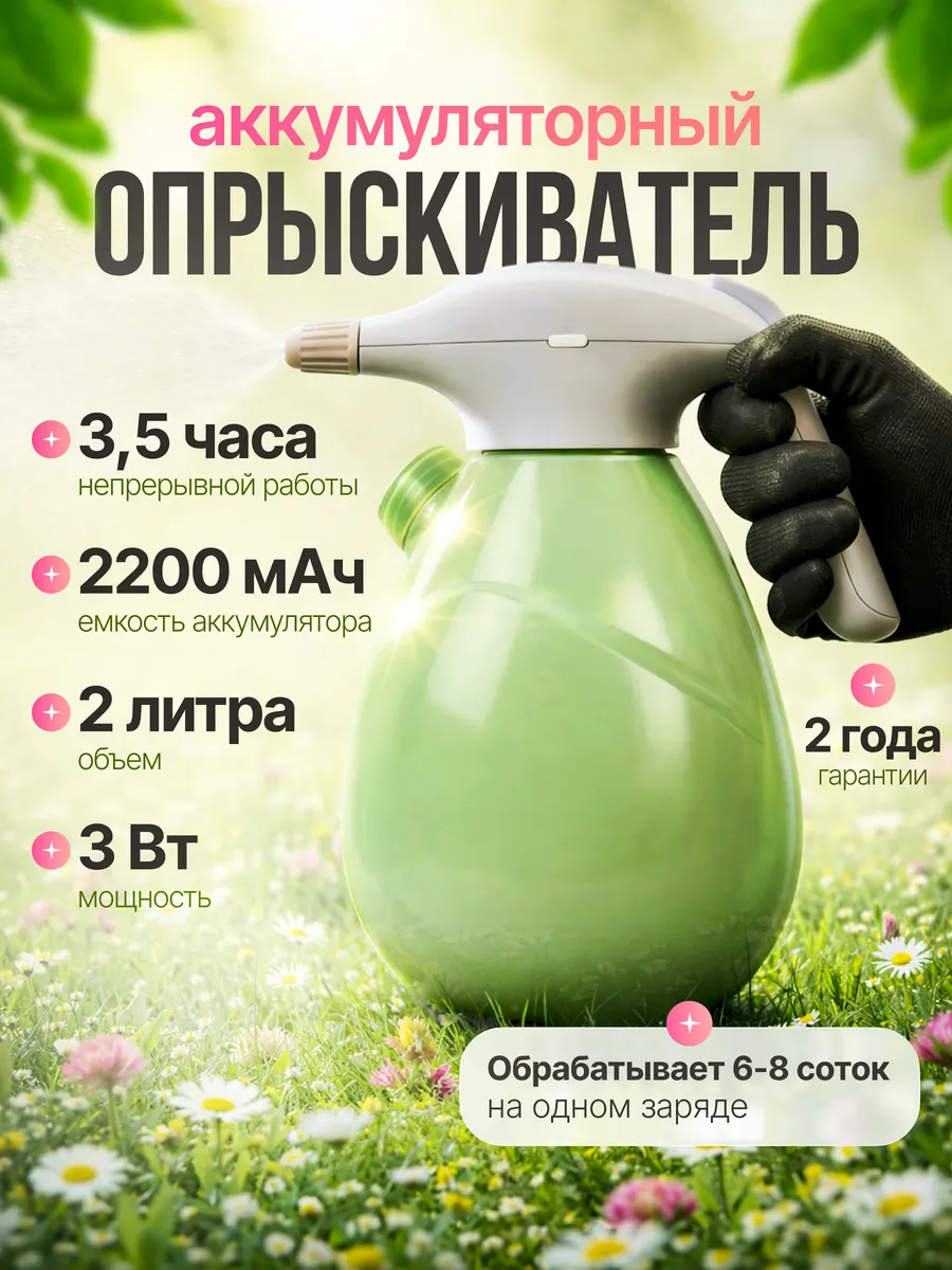 Опрыскиватель аккумуляторный 2 литра садовый