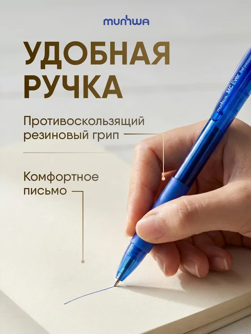 MunHwa Ручки шариковые автоматические синие 0,38 мм набор 2 шт, 2 шт, фото 2