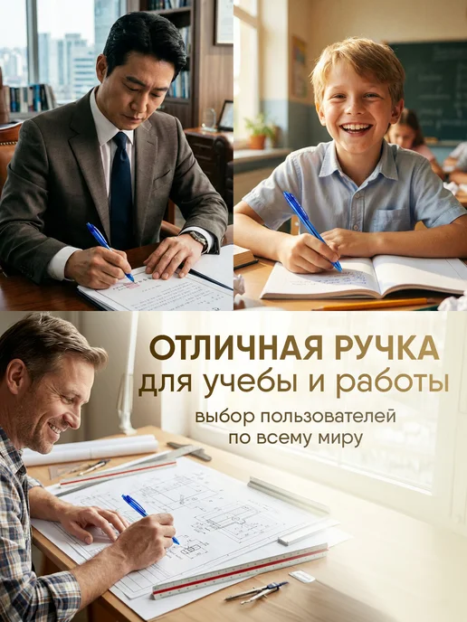 MunHwa Ручки шариковые автоматические синие 0,38 мм набор 2 шт, 2 шт, фото 7