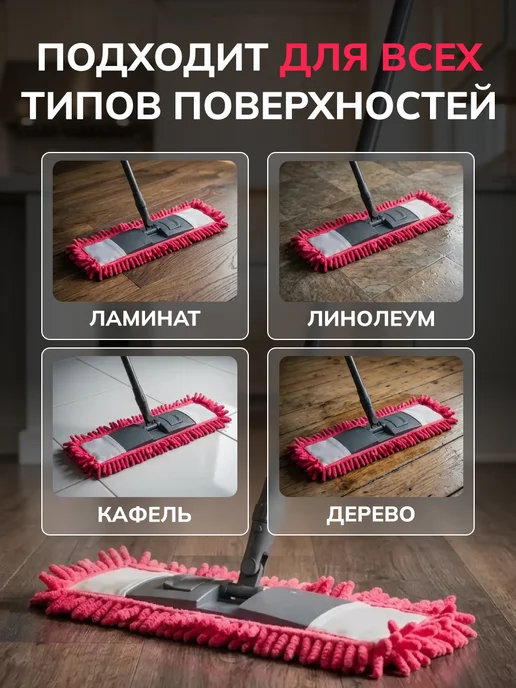 Dora Насадки для швабры плоской на липучке 2 шт, 2 шт, фото 5