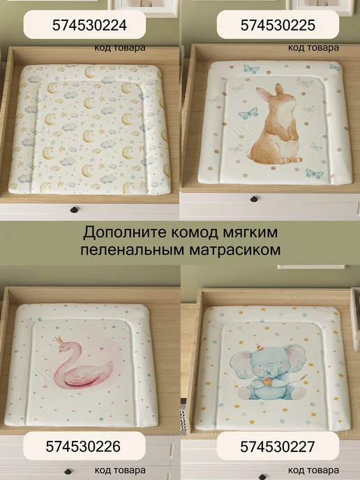 Джунгли мебели Комод пеленальный Lolo Mode Слоник, белый, фото 8