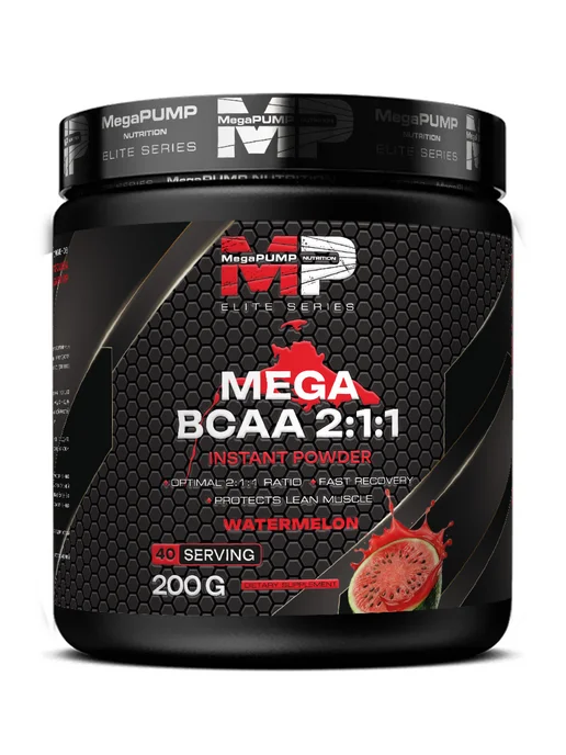 Mega PUMP Nutrition Порошок bcaa аминокислоты бца 200 грамм арбуз, вариант, фото 7