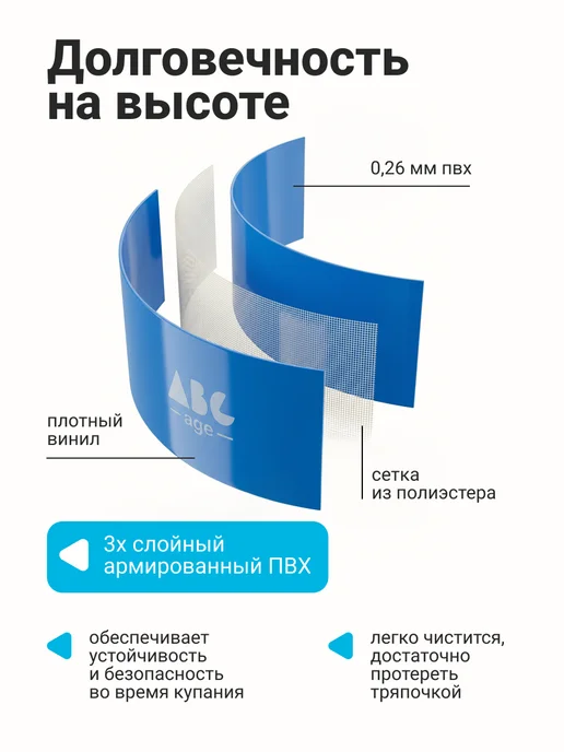 AbcAge Бассейн надувной прямоугольный 260x168x50 см, 260x168x50 см, фото 5