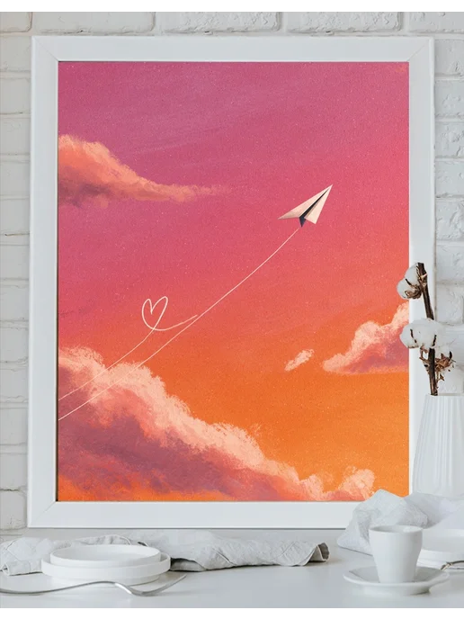Art on Canvas Бумажный самолётик Картина по номерам на холсте 40х50 см, 40x50 см