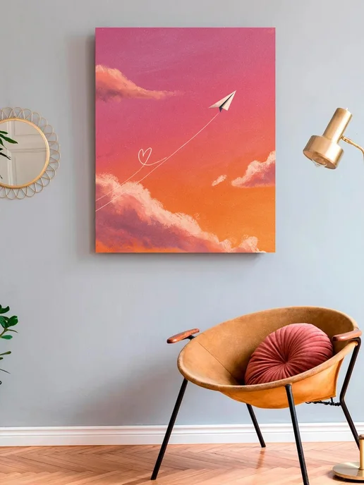 Art on Canvas Бумажный самолётик Картина по номерам на холсте 40х50 см, 40x50 см, фото 3