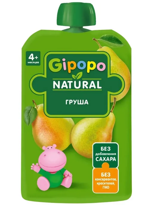 GIPOPO Пюре детское груша 12 шт по 90 г, 12 шт, 90 г, фото 2
