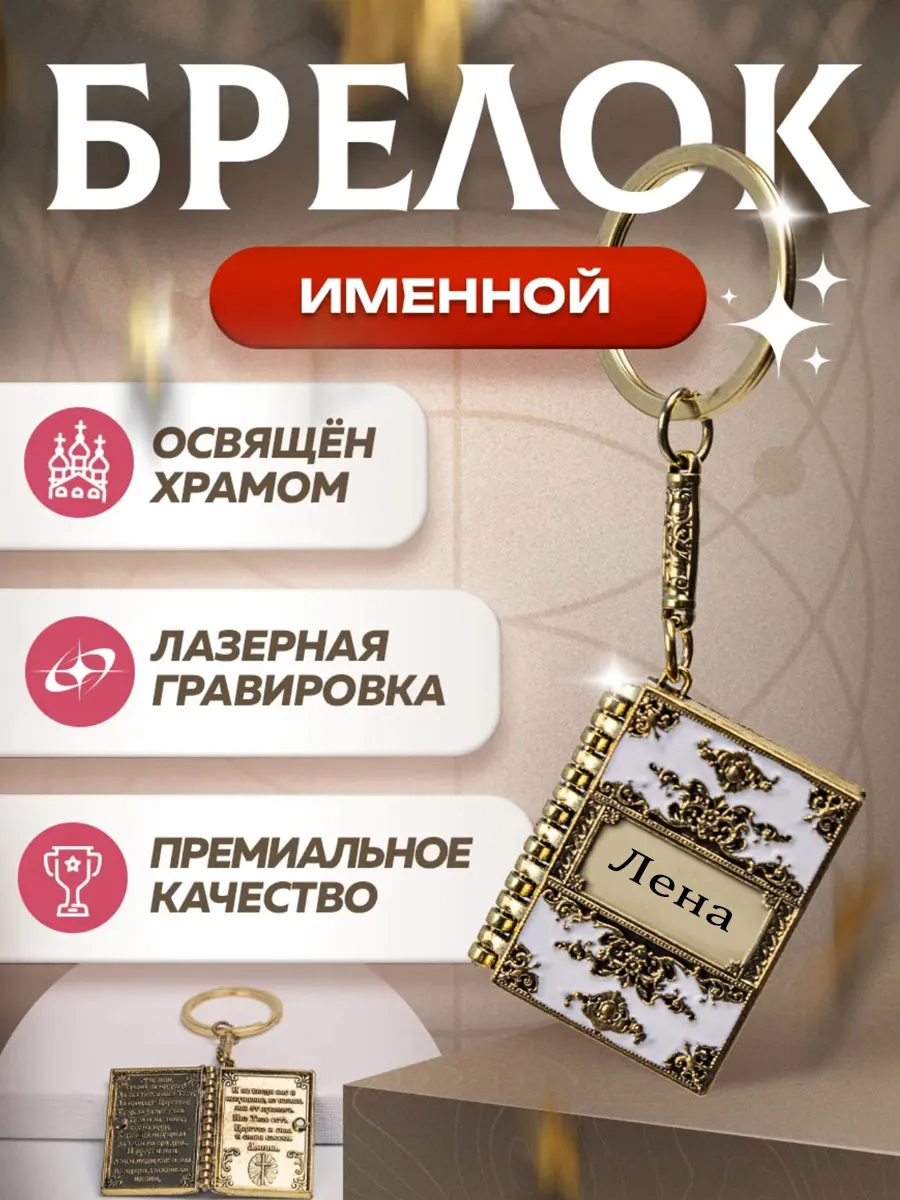Именной брелок "Лена" с молитвой
