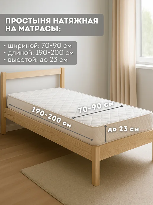 Eppel Store Простыня односпальная на резинке 90х200 хлопок Гусь-а-ля-рус, 90x200, фото 5