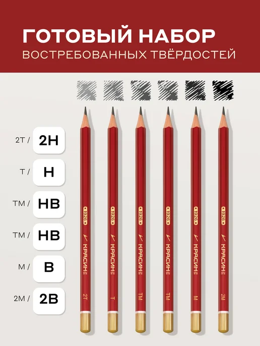 Красин Карандаши простые чернографитные художественные 6 шт, 6 шт, фото 2