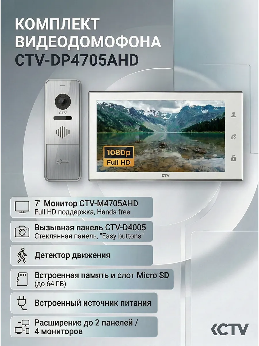 Комплект видеодомофона CTV-DP4705AHD