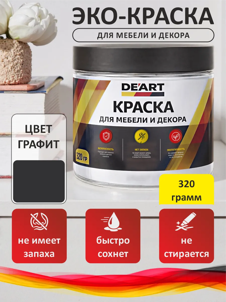Краска для мебели меловая графит