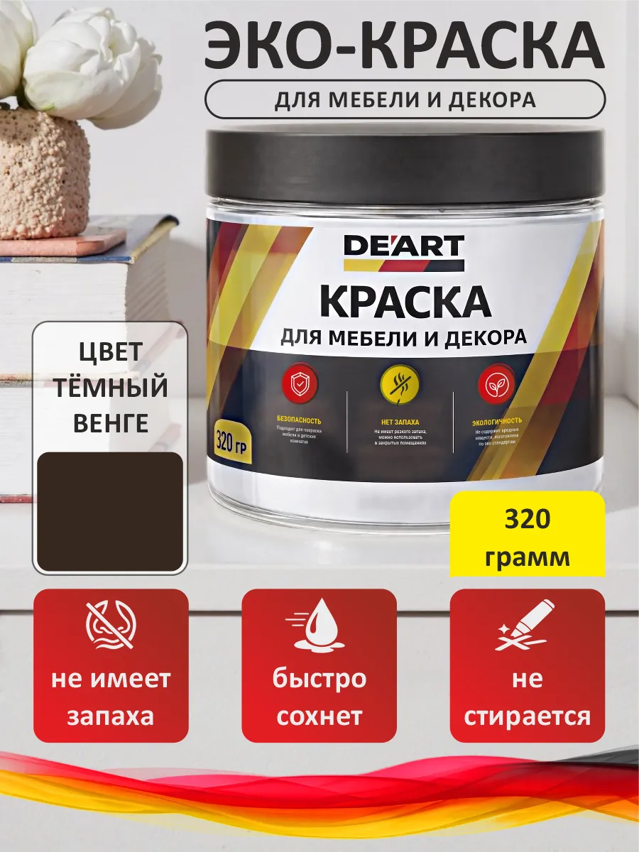 Краска для мебели меловая темный венге