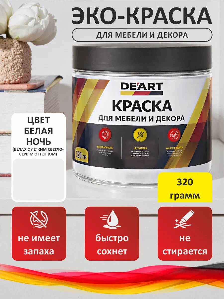 Краска для мебели меловая белая ночь