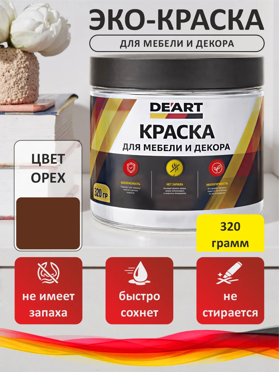 Краска для мебели меловая орех