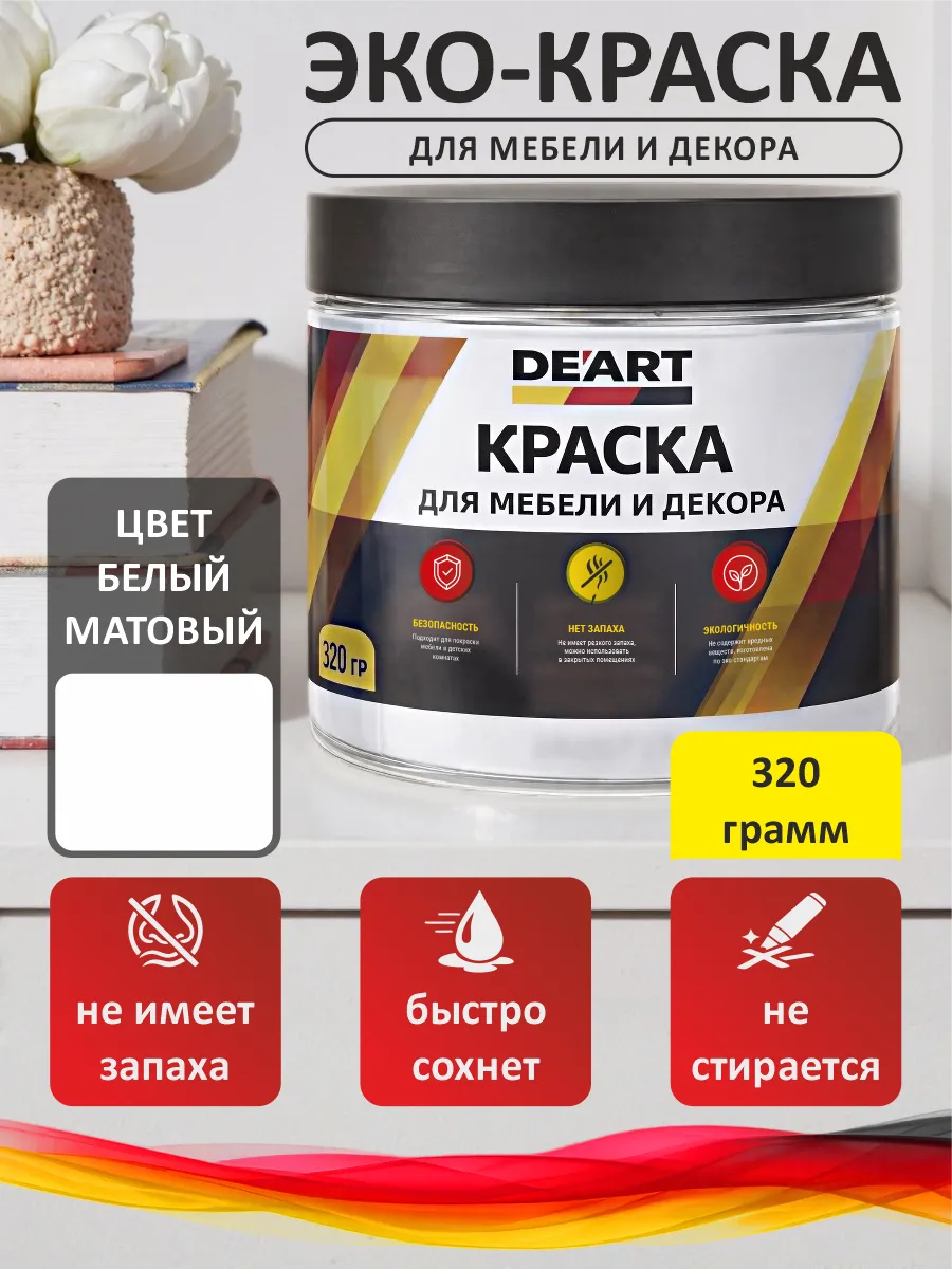 Краска для мебели меловая белая матовая