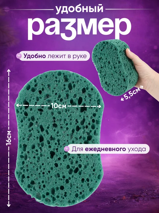 ЦАРСКАЯ УБОРКА Мягкая губка для тела 16*10*5.5 с ароматом Хвои, 16x10, фото 2