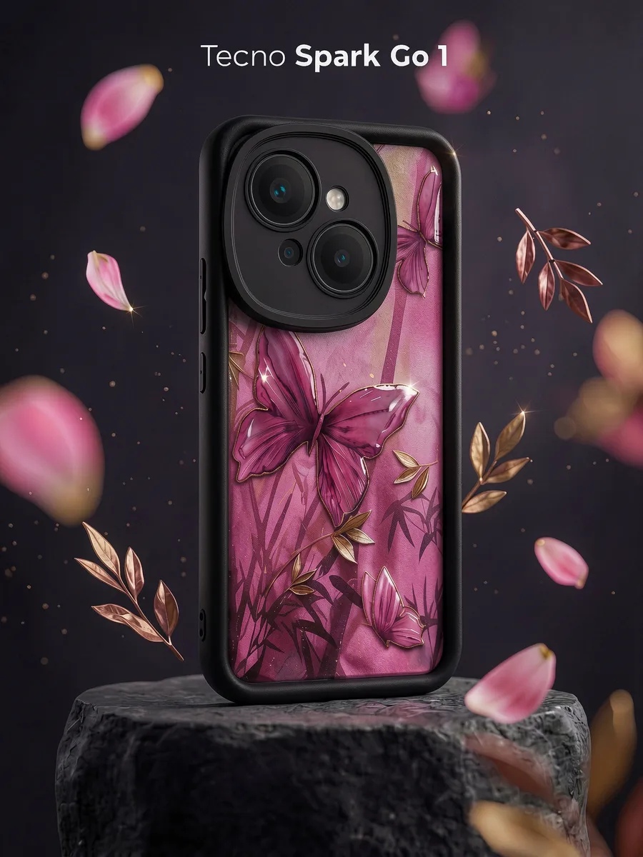 Чехол с высокими бортами и принтом на Tecno Spark Go 1