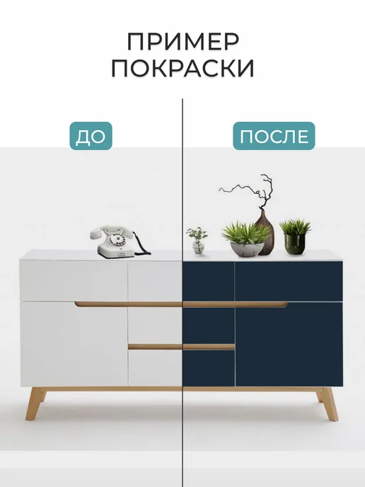 PICCOLOR Краска для мебели меловая - темно коричневый, синий, фото 2