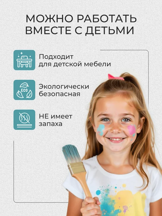 PICCOLOR Краска для мебели меловая - темно коричневый, синий, фото 5