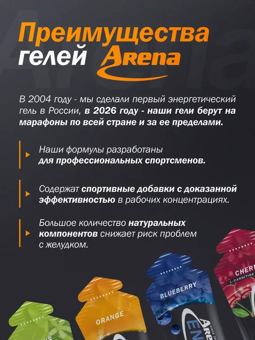 Арена Энергетический углеводный гель для бега ассорти, 12 шт, 16 шт, фото 3