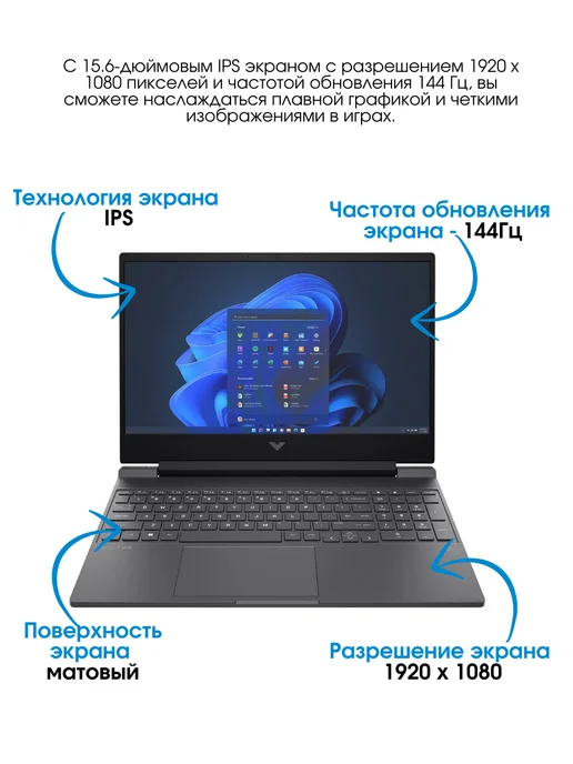 HP Игровой ноутбук для игр Victus 15-fb3093dx BM4X8UA, серый, фото 3