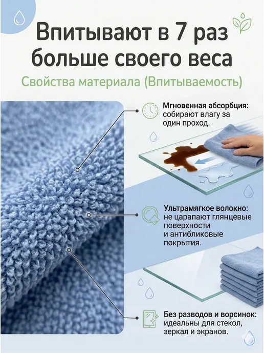 ЖазК Тряпки для уборки без химии 25×25 см 30 шт, 25x25 см, 30 шт, фото 2