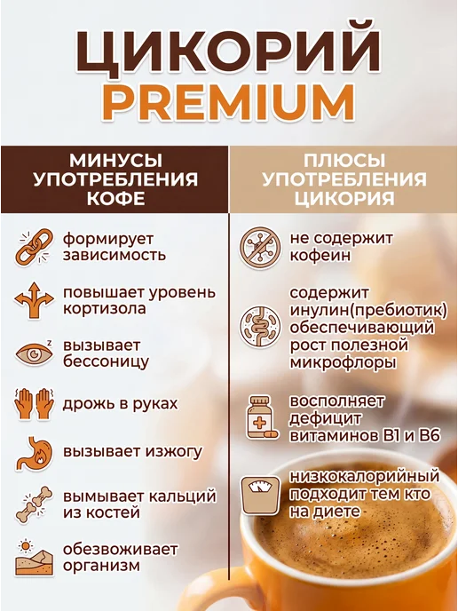 PROFFI* Цикорий растворимый натуральный без кофеина 800гр, 300 г, фото 4