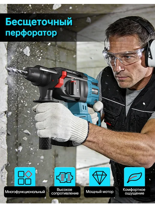 Перфоратор аккумуляторный ударный бесщеточный, вариант, фото 2