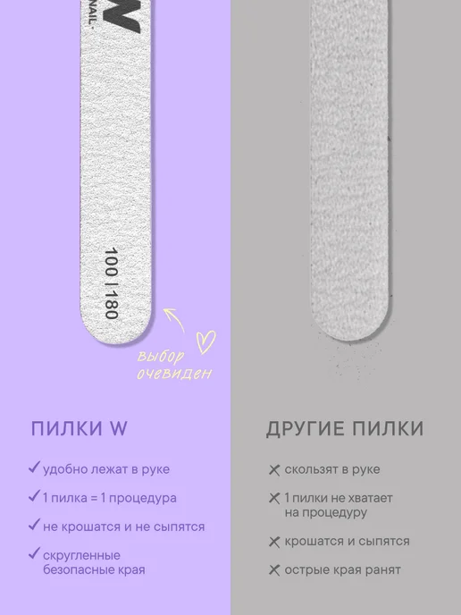 W:U Пилка для ногтей на деревянной основе 100 180, серый, фото 8
