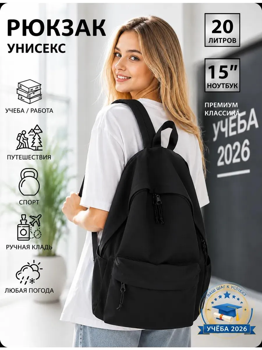 Рюкзак школьный черный городской