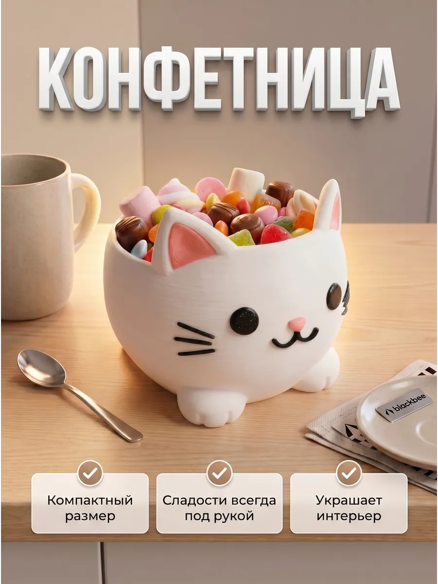 Конфетница декоративная котик