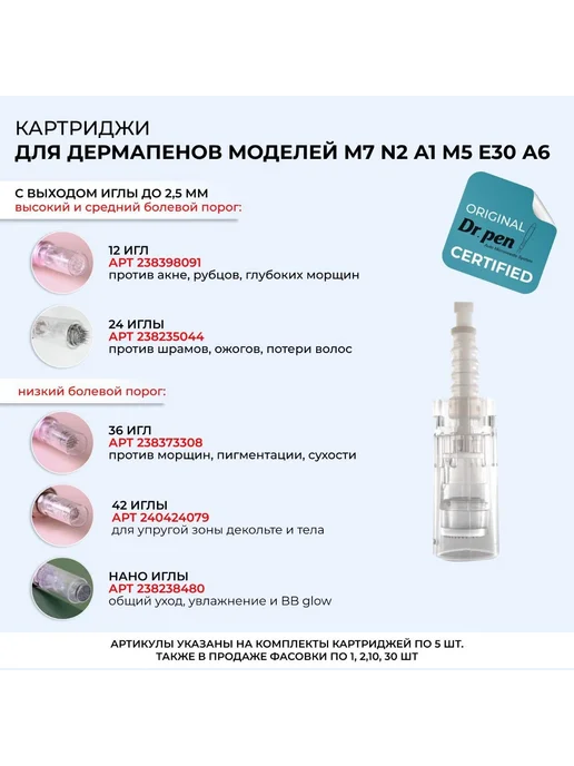 Байонетный картридж 24 иглы белый для Dr.pen (10 шт), 10 шт, фото 7