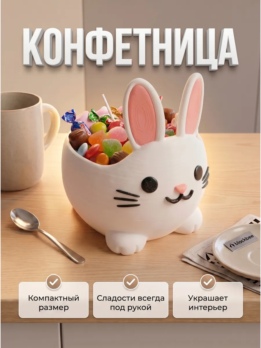 Конфетница декоративная зайчик