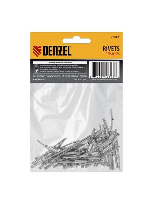 DENZEL Заклепки алюминиевые 1 8"-1 2" 3х12мм 50шт 7740610, 50 шт, фото 6