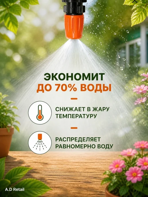 A.D Retail Капельный полив для теплиц туман 15 метров, 15 м, фото 2