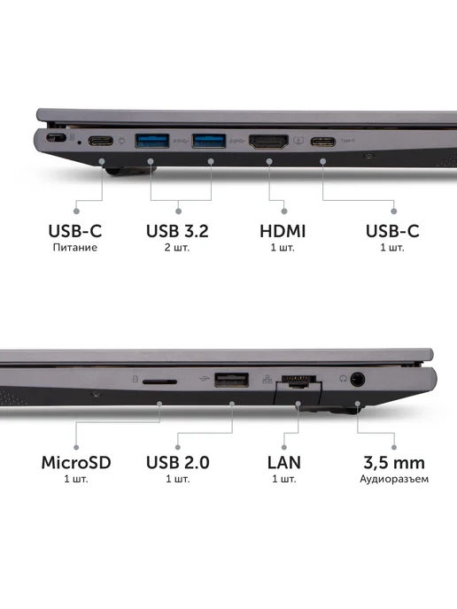 AZERTY Ноутбук RBA-2510 15.6" IPS, Ryzen 5 5500H, 16Gb, 512Gb, 8 ГБ, 256 ГБ, фото 8