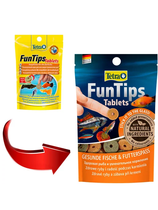 TETRA Корм таблетки Funtips для всех видов рыб 20 таб 2 шт, 2 шт, фото 2