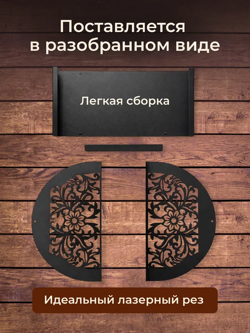 ВАСИЛИЧ Дровница металлическая в стиле Лофт Флора, черный, фото 4