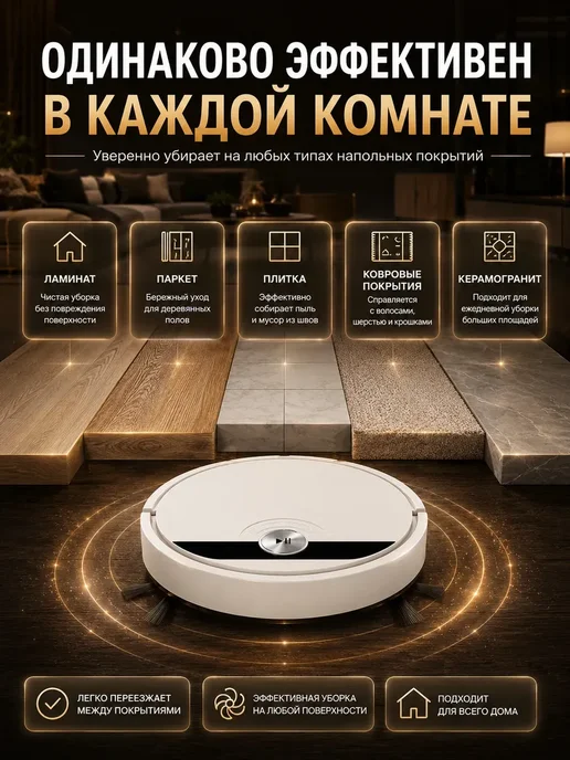 HappyKiddo Робот пылесос с сухой и влажной уборкой, белый, фото 6