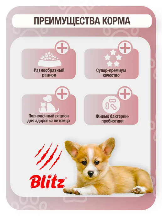 Сухой корм BLITZ Блитц Rice для собак, щенки, ягненок, 1,8 кг, фото 3