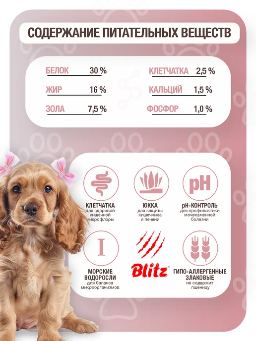 Сухой корм BLITZ Блитц Rice для собак, щенки, ягненок, 1,8 кг, фото 4