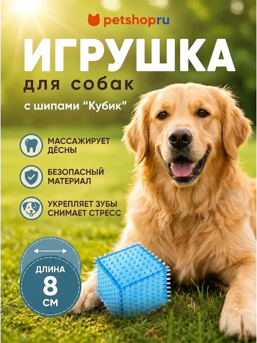 Игрушка для собак с шипами "Кубик", 8 см