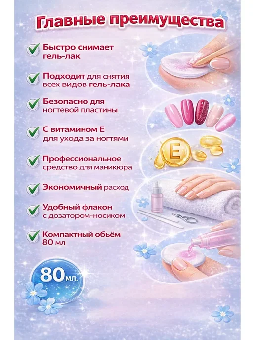 Шик+ Жидкость для снятия гель лака, 80 мл, фото 3