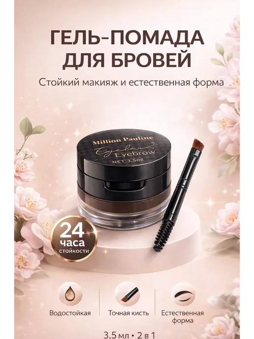 РИККА Гель-помада для бровей с кистью водостойкая, 3,5 мл