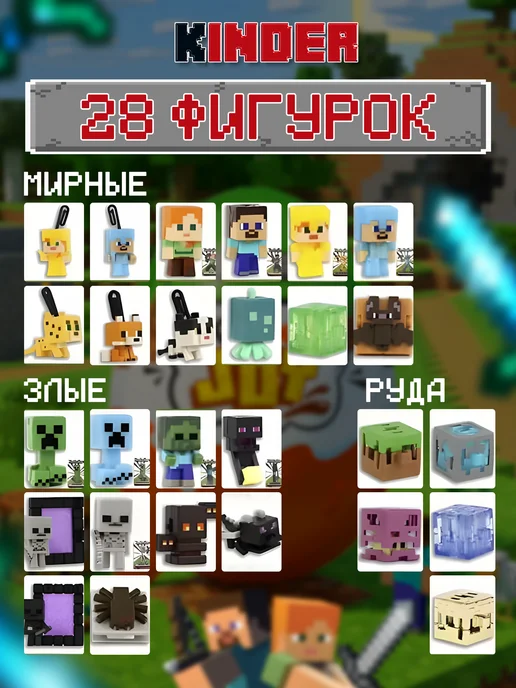 Kinder Шоколадное яйцо Киндер Джой Minecraft, Майнкрафт, вариант, фото 2