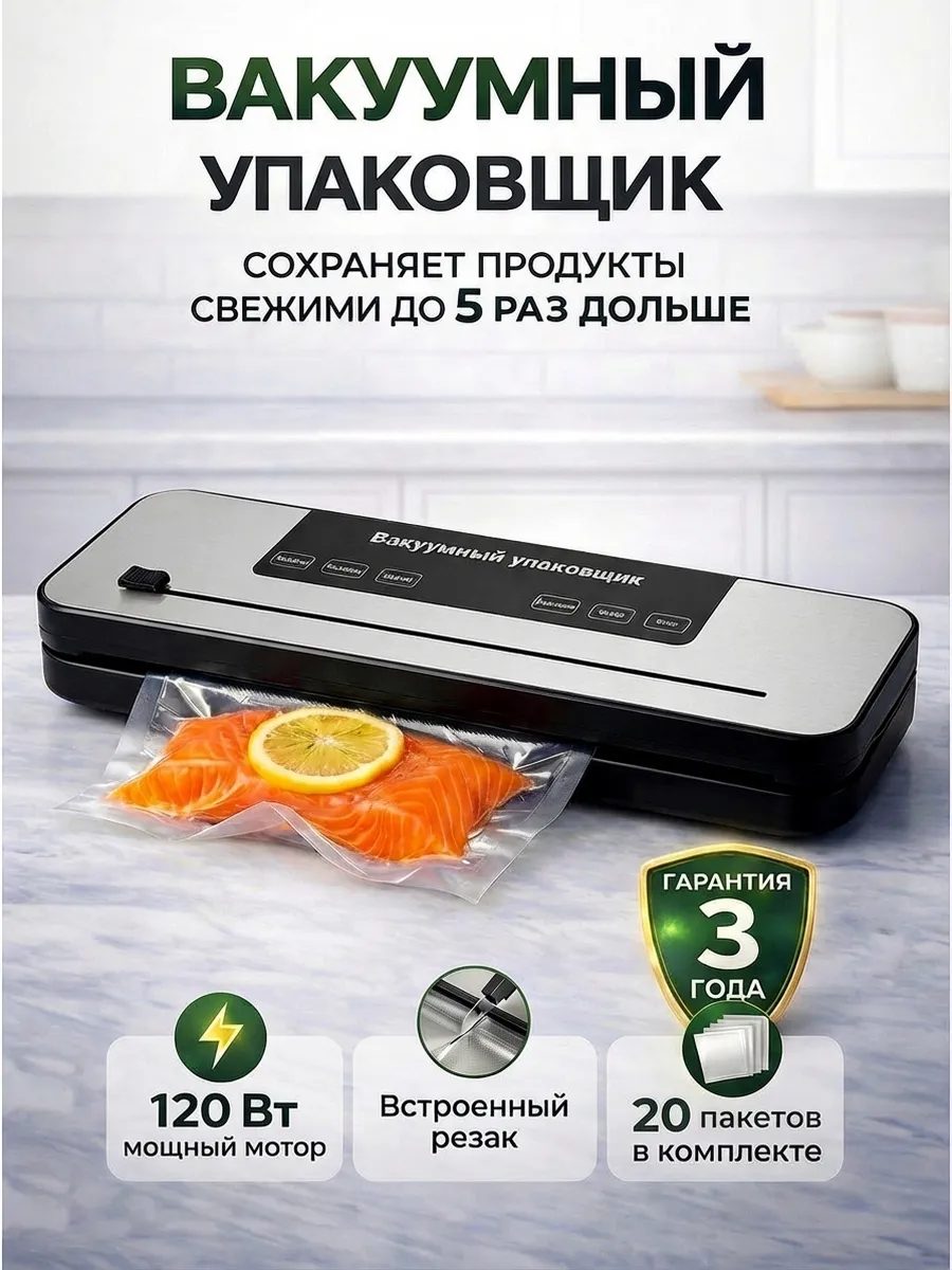 Вакууматор для продуктов с запайкой и пакетами