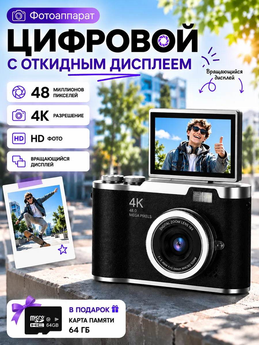 Фотоаппарат цифровой мыльница с картой памяти