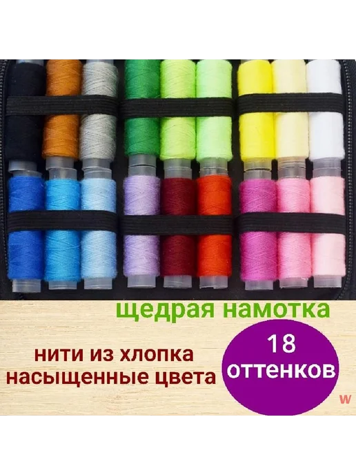 Швейный набор 147 предметов в черном органайзере, черный, фото 3