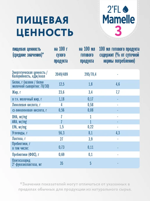 Mamelle Сухой молочный напиток Мамель 3 2FL, с 12 мес, 600г Х 2 шт, 600 г, 2 шт, фото 5