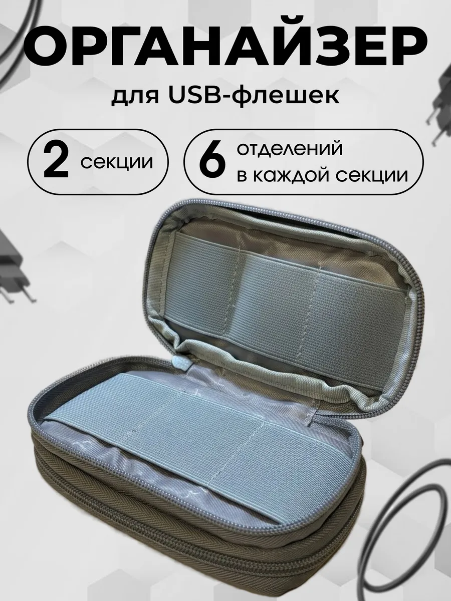 Органайзер для флешек USB чехол двойной 12 отделений